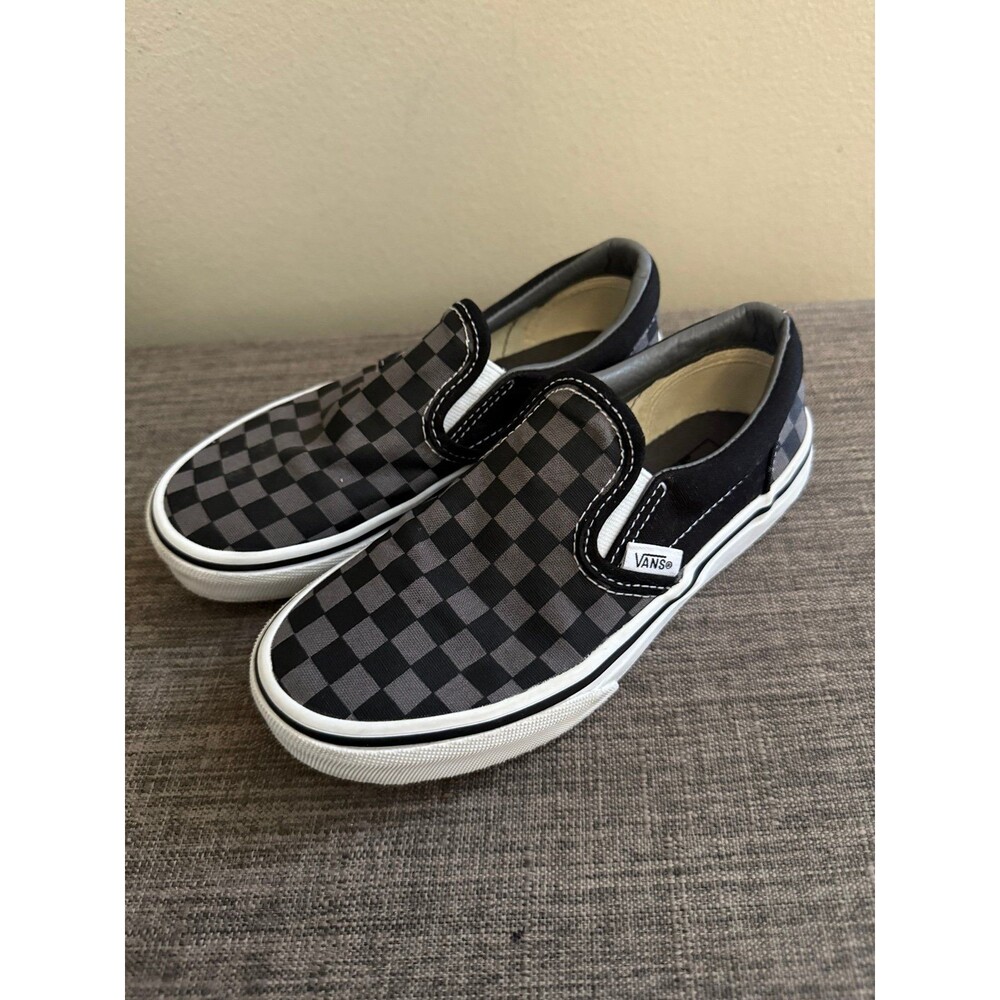 Youth Vans Classic Slip-On Checkerboard Black m/Gray Slip-On Shoes Size 1.5